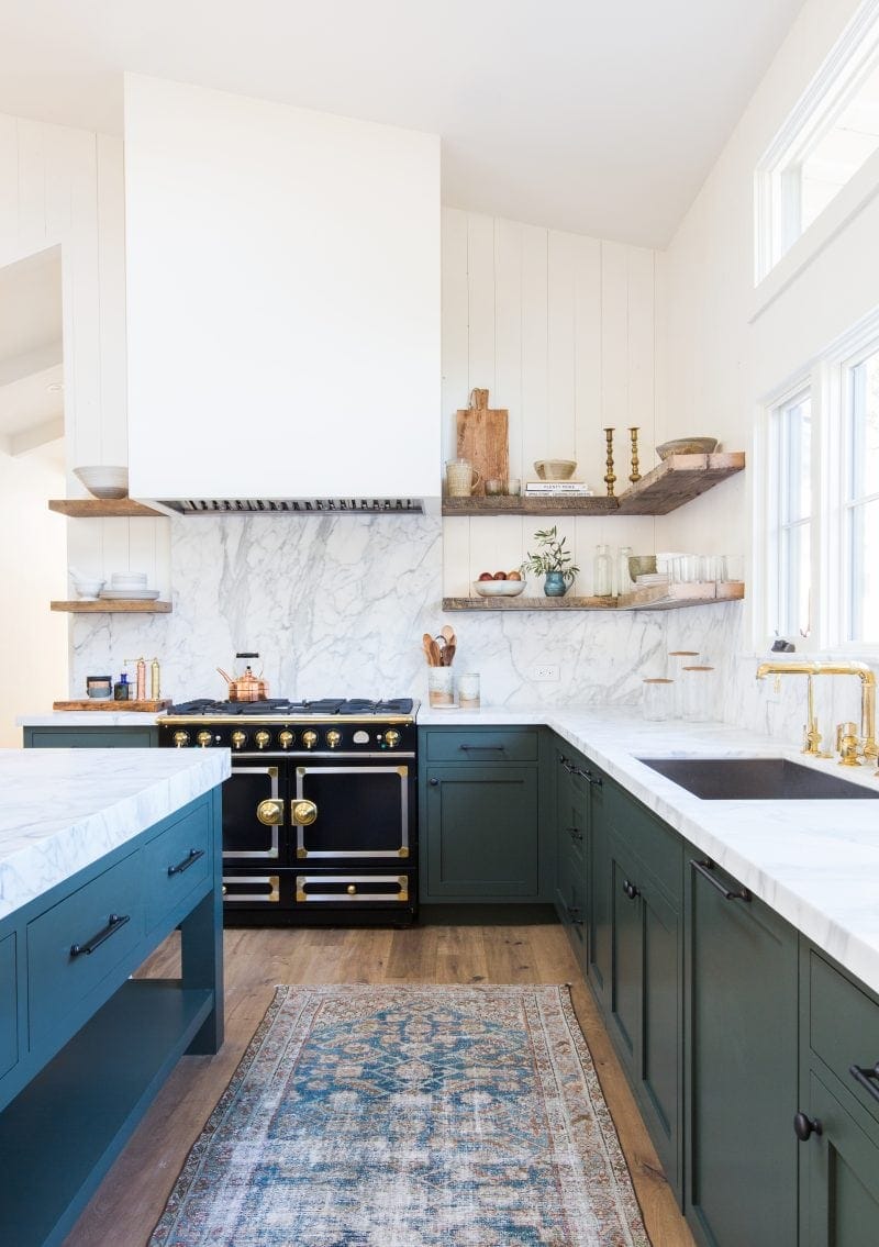 modern kitchen, marble countertops, gray cabinets