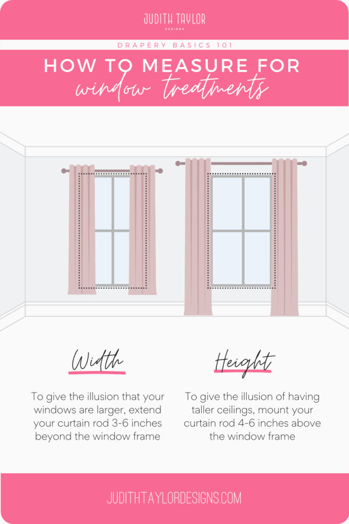 Pin with illustration to show drapery length and width