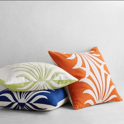 Acanthus Linen Reversible Velvet Applique Pillow Cover