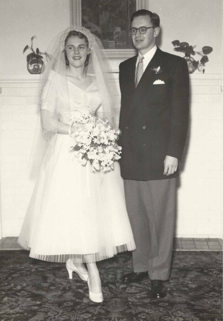 bride and groom Joan Krug and Alvin Taylor on their wedding day